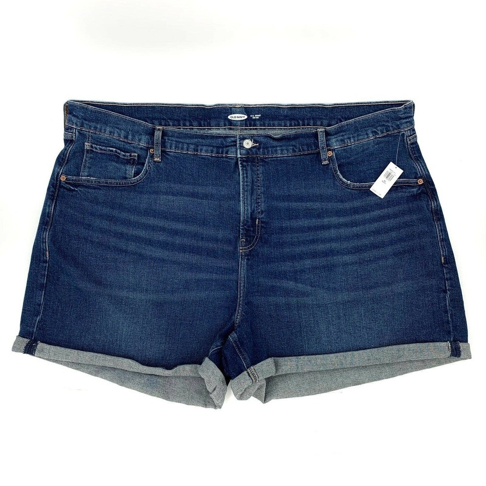 Old Navy O G Shorts Plus Size 28 Womens High Rise Medium Wash Zip Fly‎ Stretch